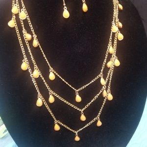 KiraKira Tangerine and gold layer necklace set